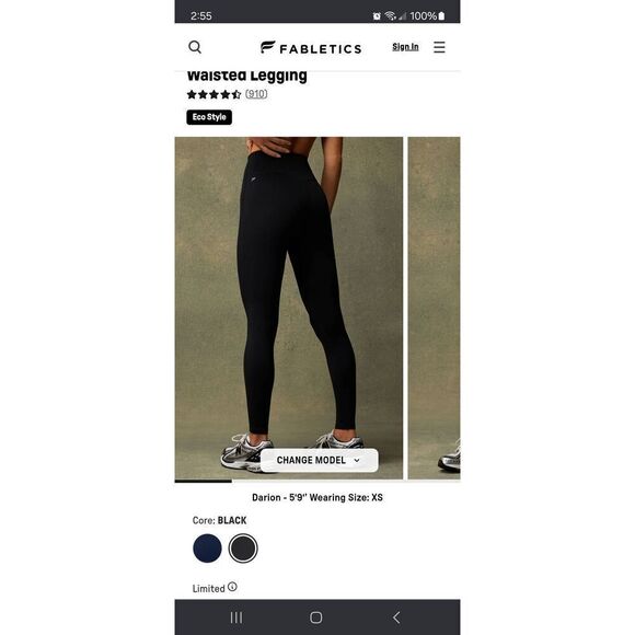 New Small Regular 27" Fabletics Black Anywhere High Waist Leggings Mothon 365+ - Picture 1 of 8